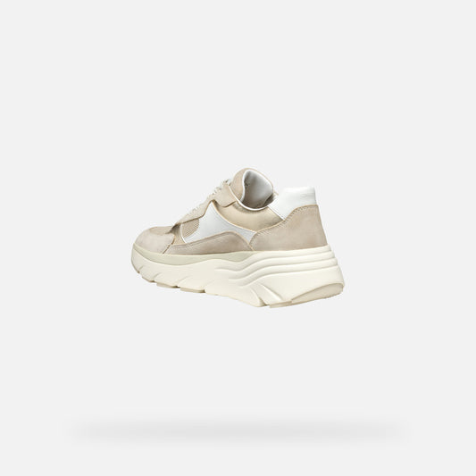 Geox Sneaker Diamanta Donna - White/ Lt Taupe