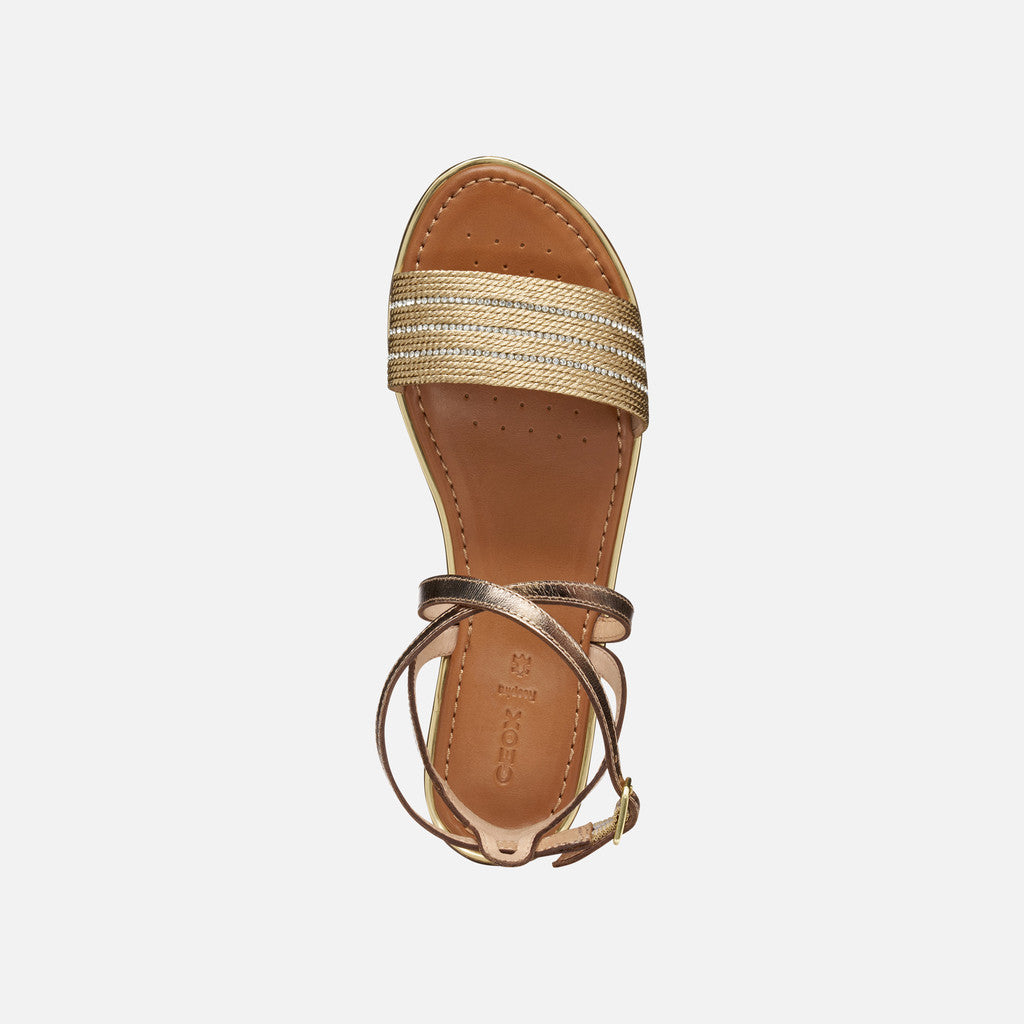 Geox Sandalo Sozy Plus Donna - Dark Gold/Lt Gold