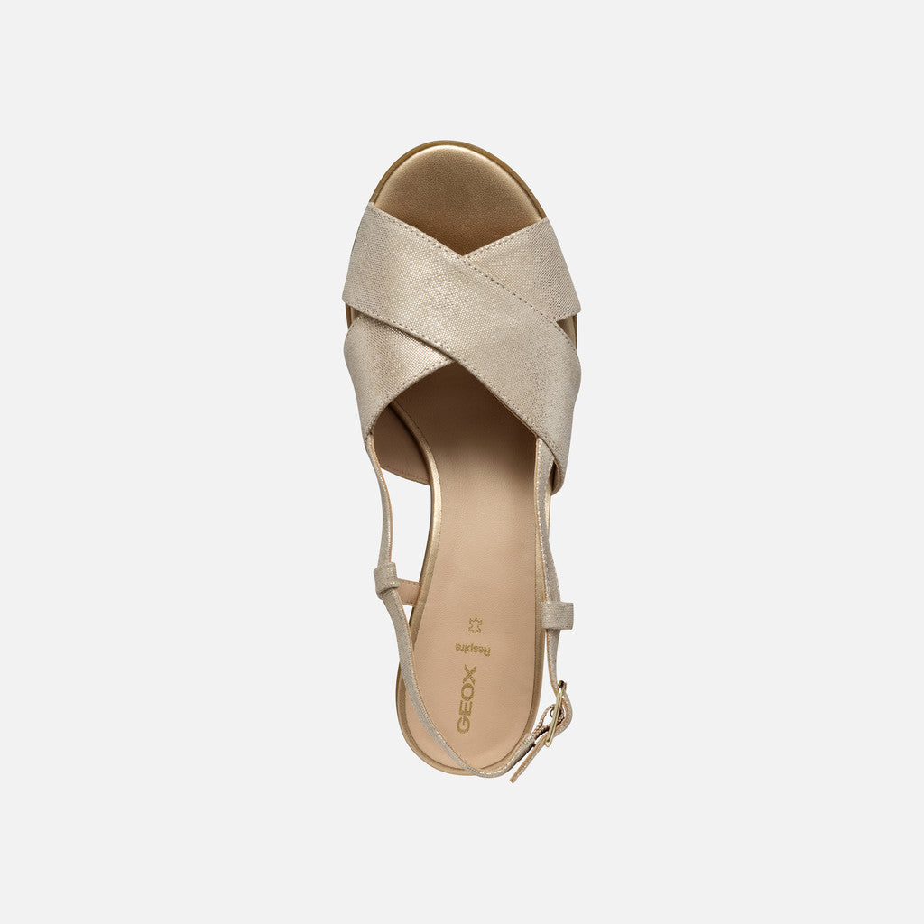 Geox Sandalo Aurely Donna - Lt/Gold