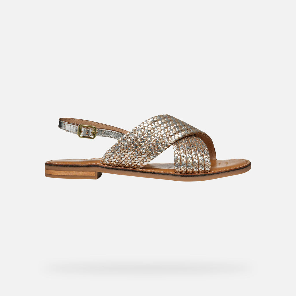 Geox Sandalo Maddalusia Donna - Lt Gold/Silver