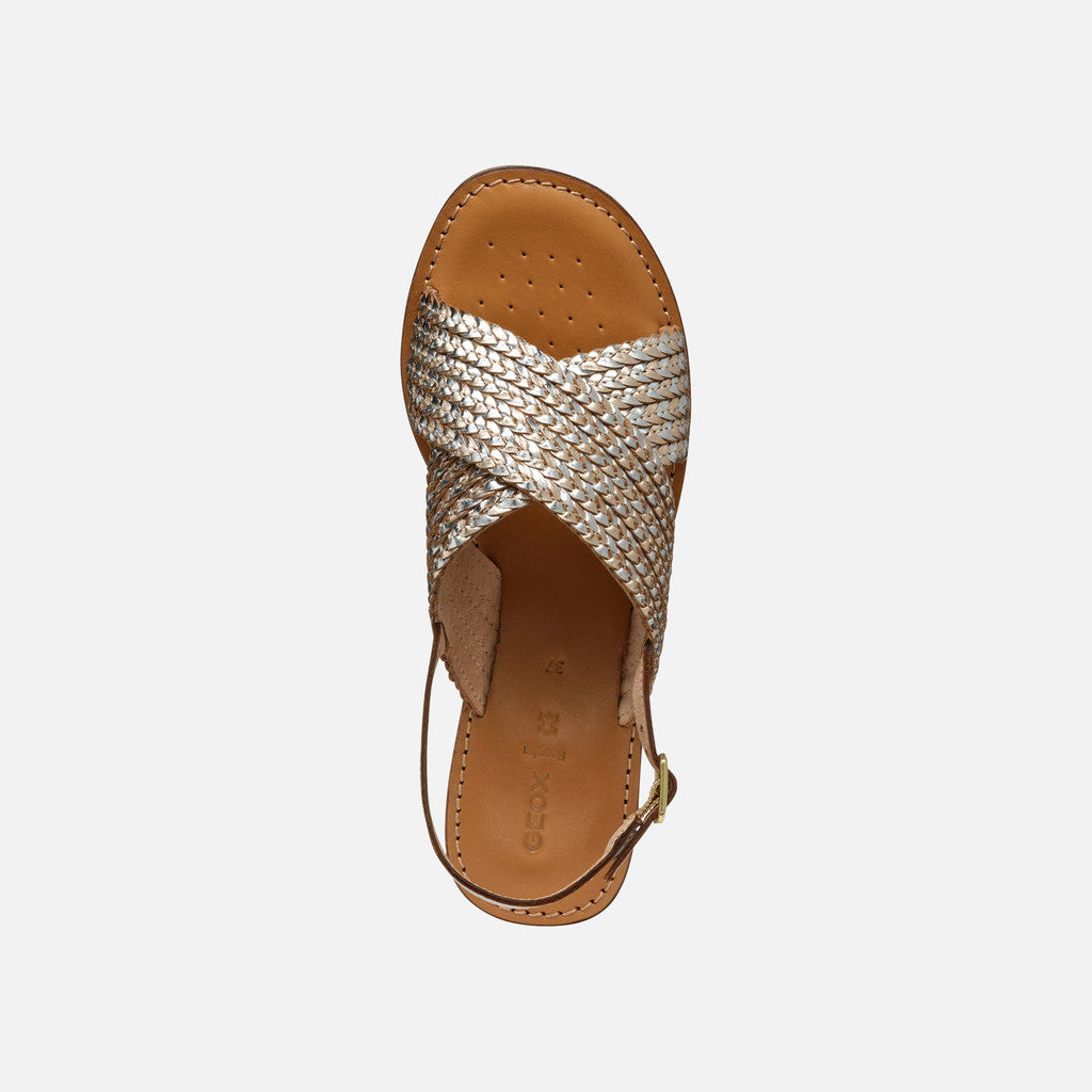 Geox Sandalo Maddalusia Donna - Lt Gold/Silver