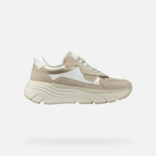 Geox Sneaker Diamanta Donna - White/ Lt Taupe