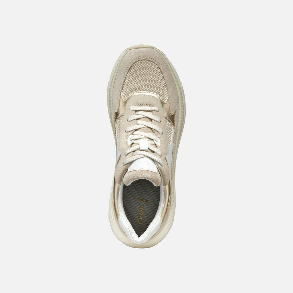 Geox Sneaker Diamanta Donna - White/ Lt Taupe