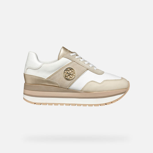 Geox Sneaker Kency Donna - White/Lt Taupe