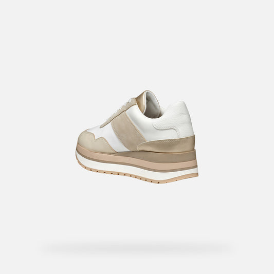 Geox Sneaker Kency Donna - White/Lt Taupe