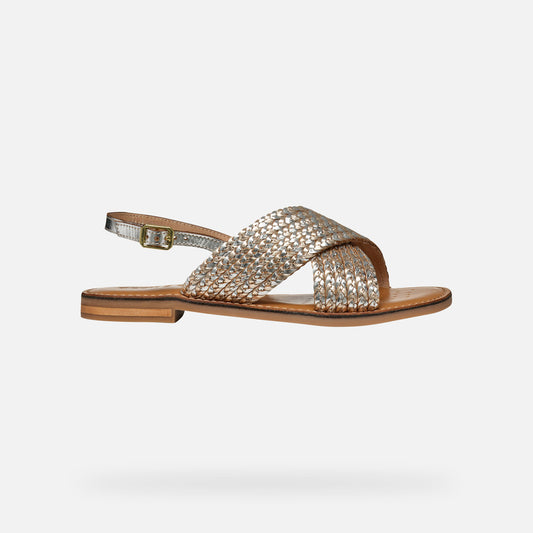 Geox Sandalo Maddalusia Donna - Lt Gold/Silver