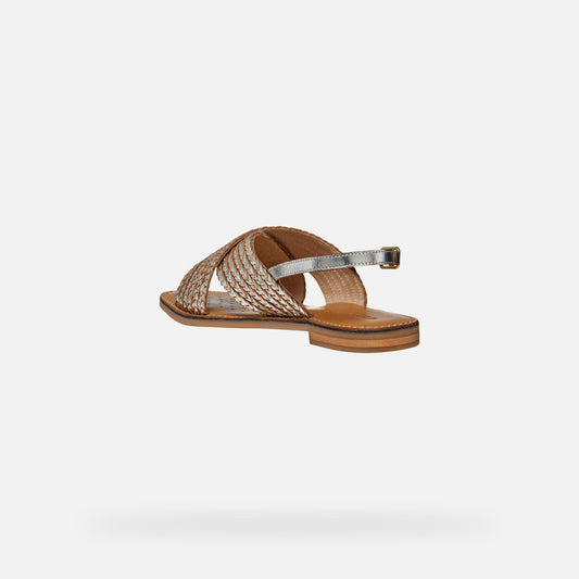 Geox Sandalo Maddalusia Donna - Lt Gold/Silver