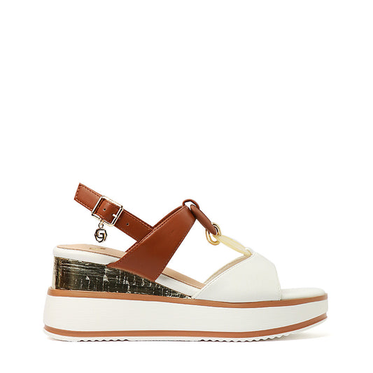 Sandalo Gold & gold Donna - Bianco/Camel
