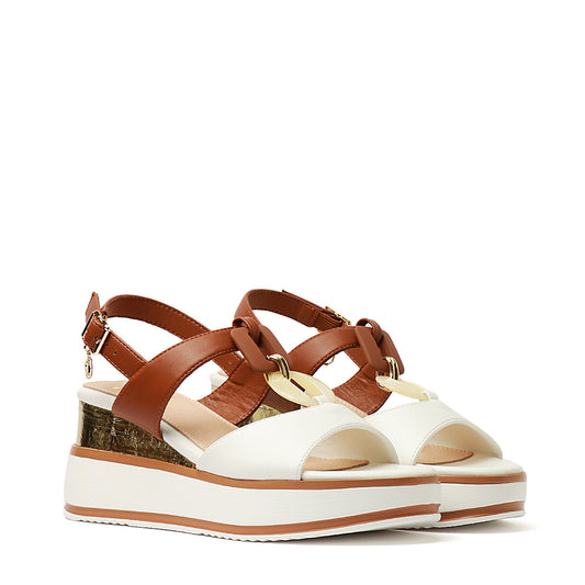 Sandalo Gold & gold Donna - Bianco/Camel