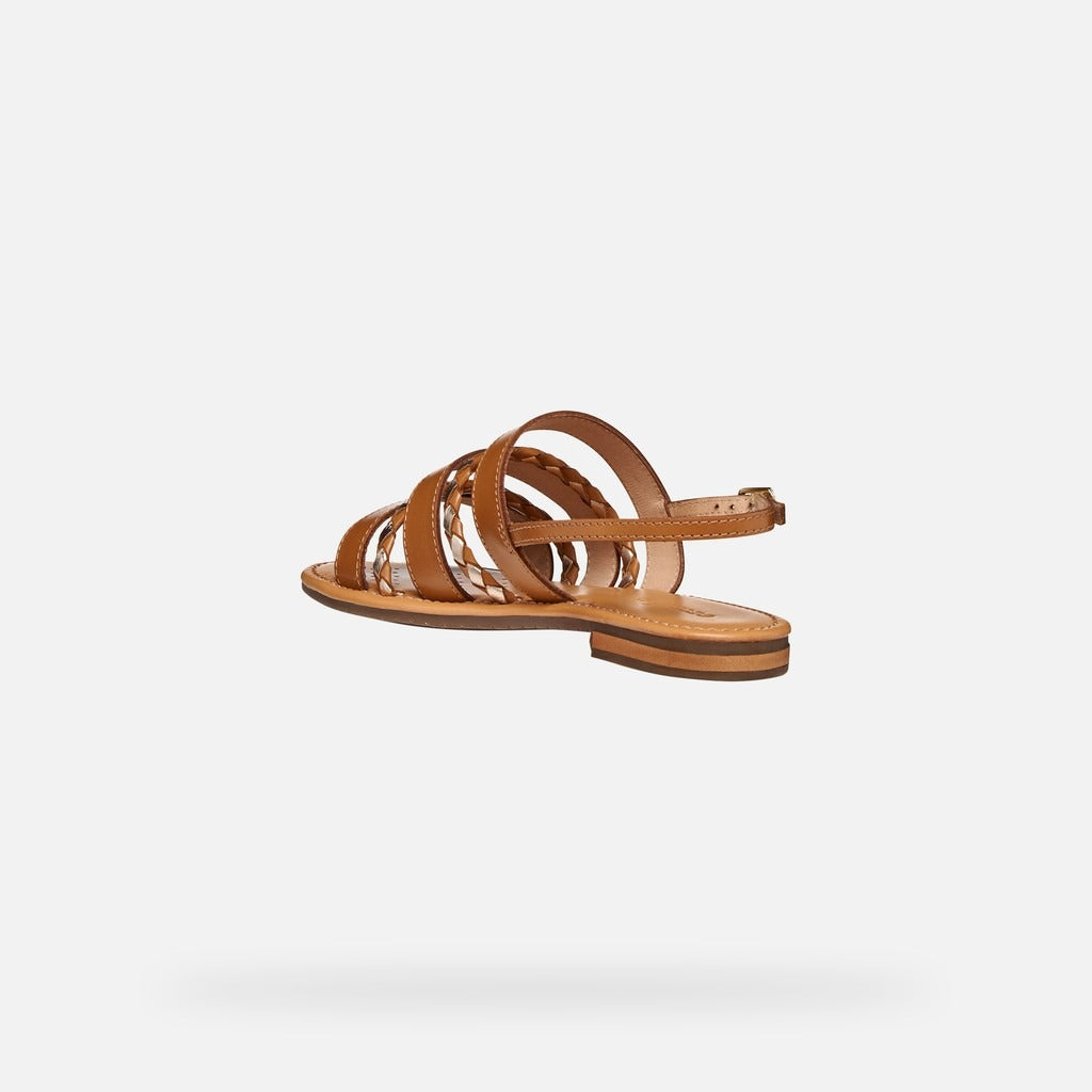 Geox Sandalo Flat Donna - Camel/Lt Gold