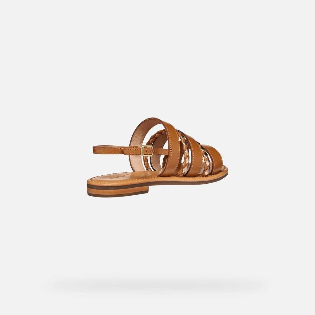 Geox Sandalo Flat Donna - Camel/Lt Gold