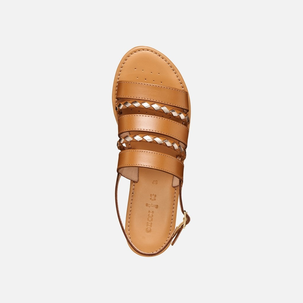Geox Sandalo Flat Donna - Camel/Lt Gold